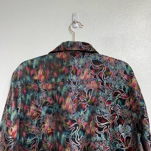 Chico's Metallic Floral Jacket Sz 3/XL - Picture 7 of 12